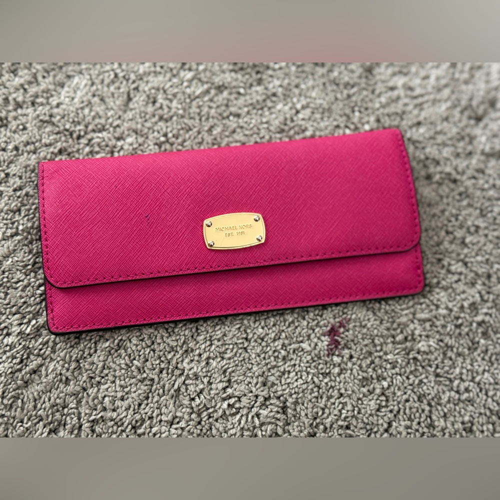 Michael Kors Fuchsia Clutch with Gold Accent